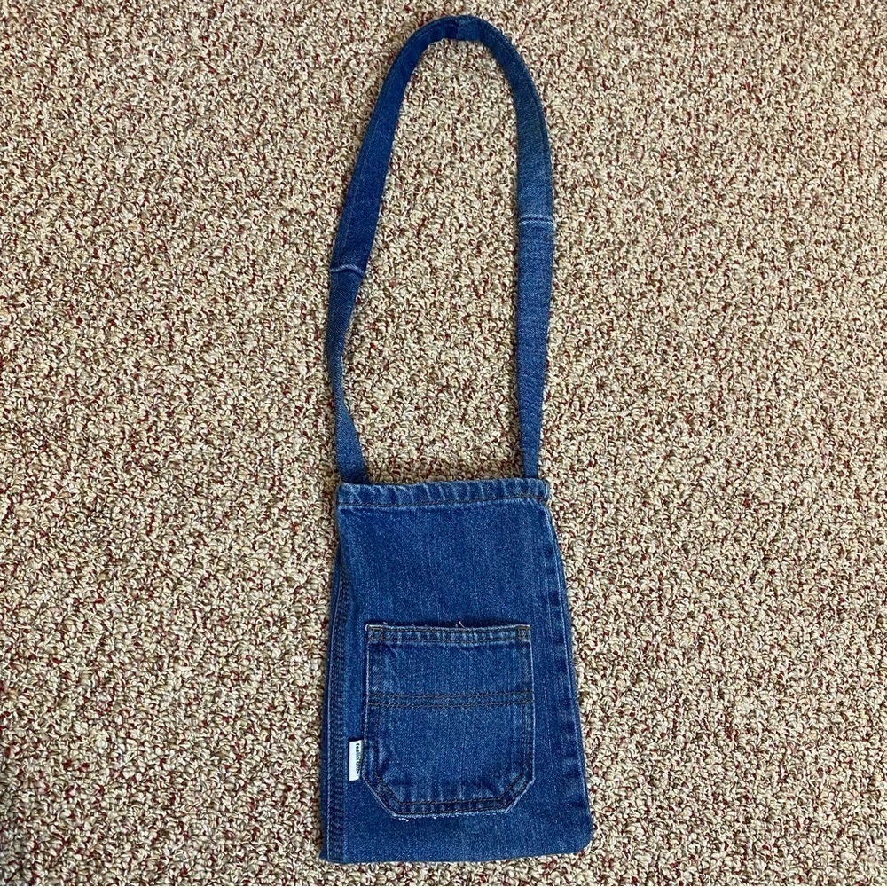 Denim Wine Bag Recycled Blue Pocket NWOT